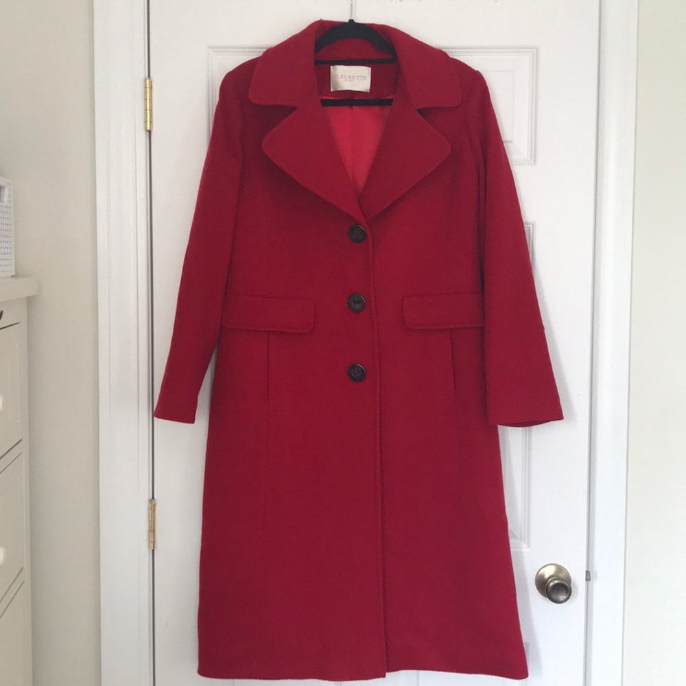 Fleurette red wool dress coat